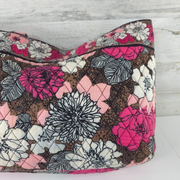 VERA BRADLEY FLORAL PINK WHITE BROWN LARGE TOTE BAG MAGNETIC CLOSURE LIGHTWEIGHT - Picture 8 of 16